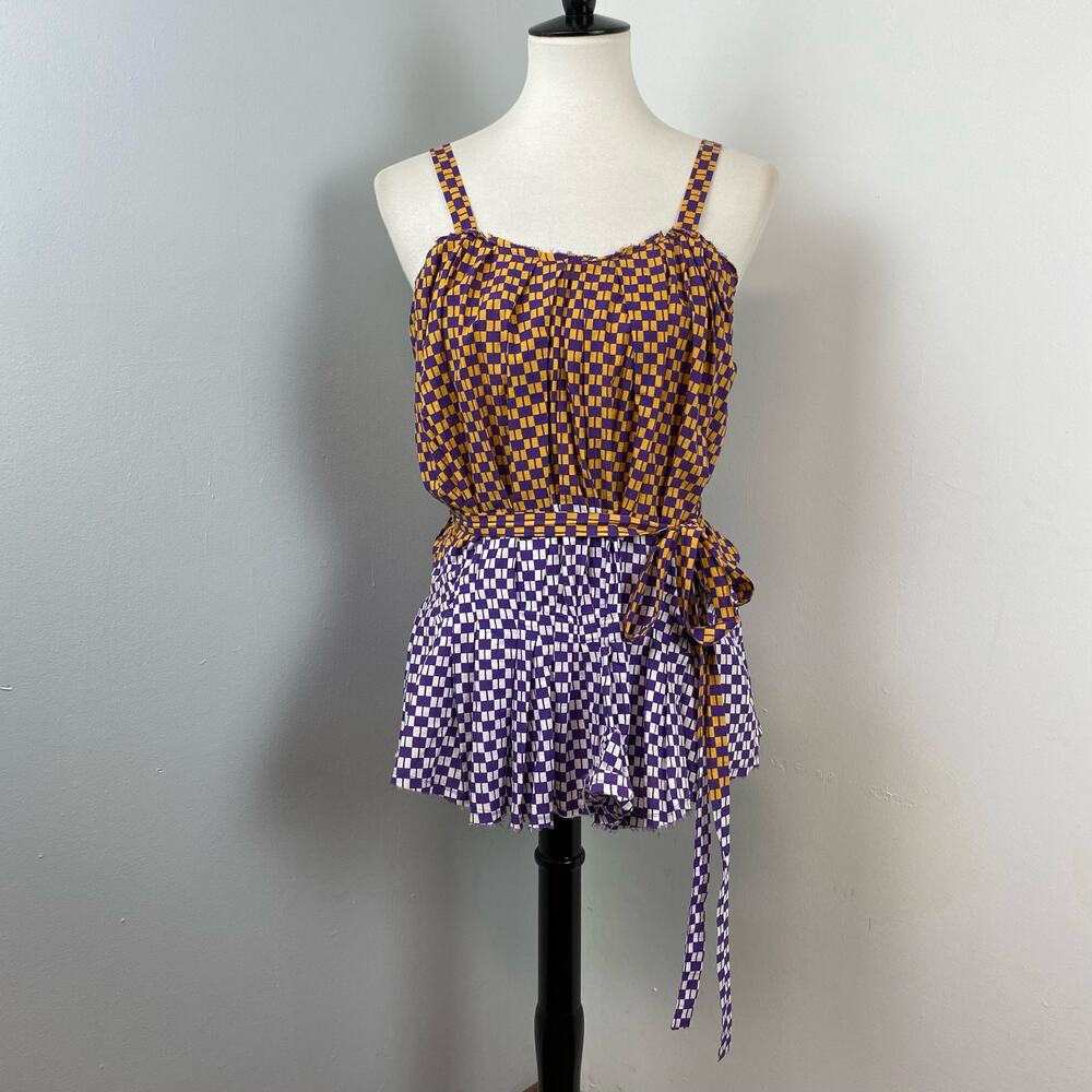 Marni Purple and Orange Checkered Blouse